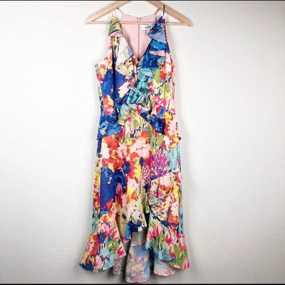 Belle Badgley Mischa Faith Printed Ruffle Dress